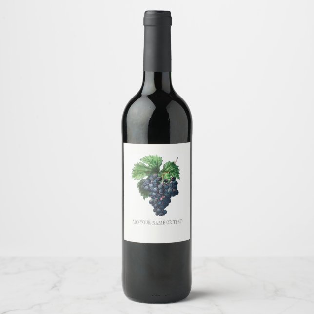 WINE  LABEL :  REDOUTÉ CUSTOMISABLE : BLACK GRAPES (Front)