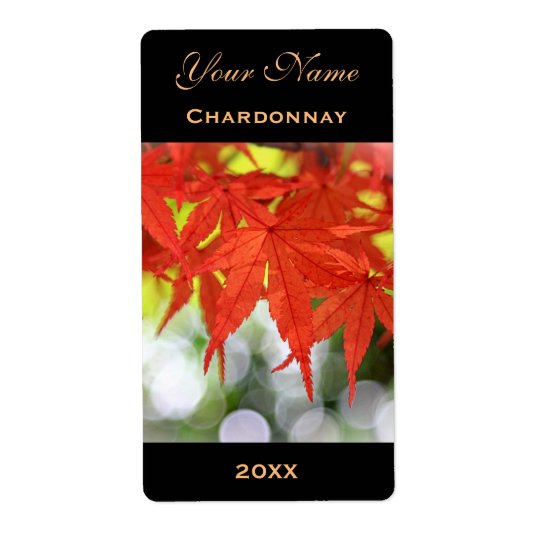 Wine Label Template Vivid Red Autumn Maple Leaves Shipping Label