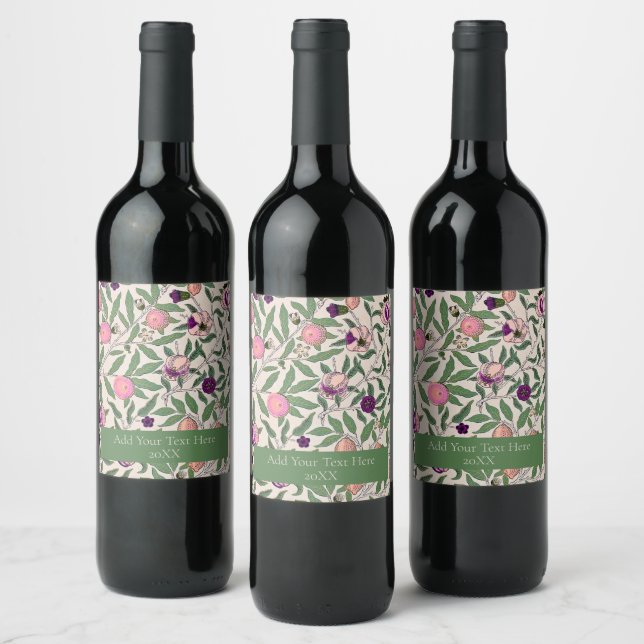 WINE LABEL : WILLIAM MORRIS : POMEGRANATES (Bottles)