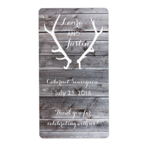 Wine Labels - Rustic Deer Antler Barnwood