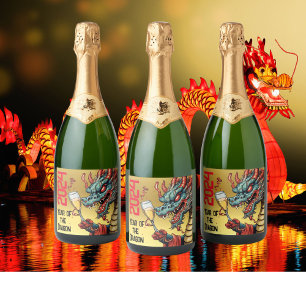 Wine labels Year of the Dragon 2024 Chinese New