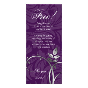 Wine Leaf Swirl Vine Purple Silver Rack Card