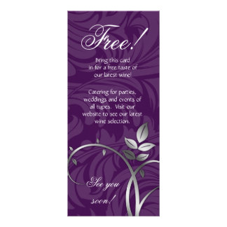 Wine Leaf Swirl Vine Purple Silver Rack Card