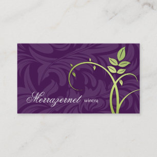 Wine Leaf Vine Purple Green Business Card