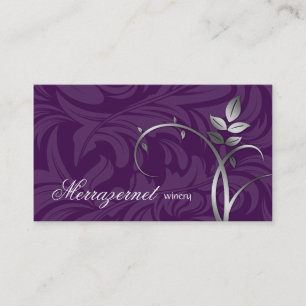 Wine Leaf Vine Purple Silver Business Card