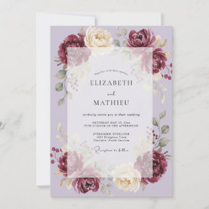 Wine Lilac Blossom Wedding Invitation