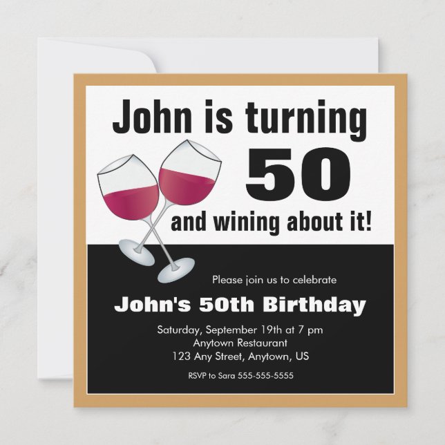 Wine Lover 50th Birthday Party Invitation (Front)