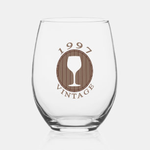 Wine Lover Birthday 1997 Vintage Stemless Wine Glass