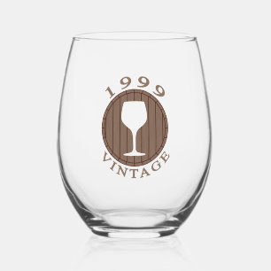 Wine Lover Birthday 1999 Vintage Stemless Wine Glass