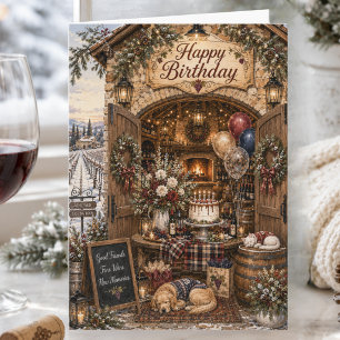 Wine Lover Birthday Winery Winter Birthday Card