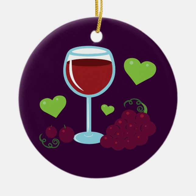 Wine Lover Ceramic Ornament (Front)