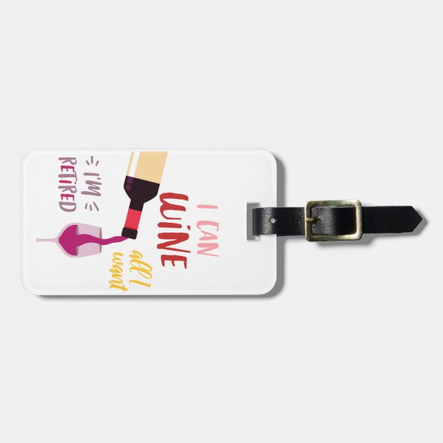 wine lover , editable luggage tag (Front Horizontal)