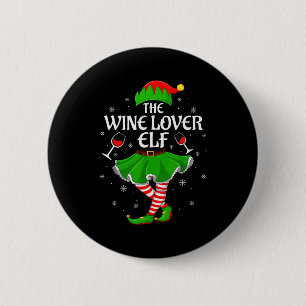 Wine Lover Elf Christmas Family Girls Women Elf Sq 6 Cm Round Badge