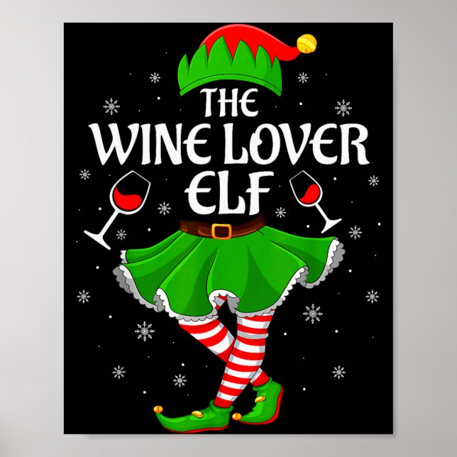 Wine Lover Elf Christmas Family Girls Women Elf Sq Poster (Front)