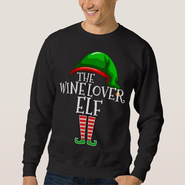 Wine Lover Elf Matching Family Christmas Gift Drin Sweatshirt (Front)