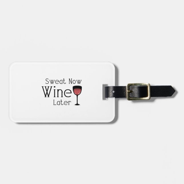 Wine Lover Funny Gym Workout Luggage Tag (Front Horizontal)