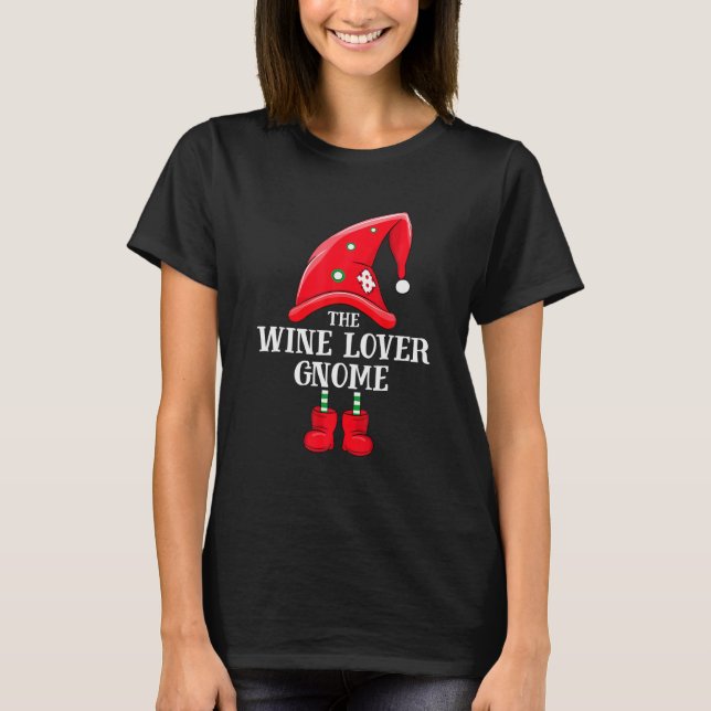 Wine Lover Gnome Christmas Family Matching Group T-Shirt (Front)