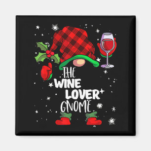 Wine Lover Gnome Red Buffalo Plaid Matching Family Magnet