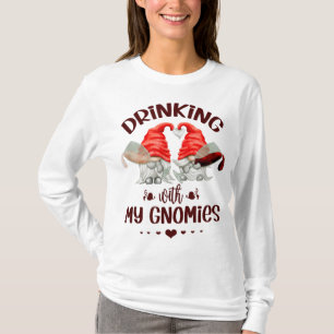 Wine Lover Gnomes Drinking With My Gnomies Funny G T-Shirt