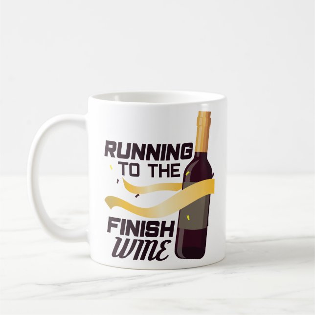 Wine Lover Marathon Runner Funny Coffee Mug Gift (Left)