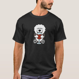 Wine Lover Old English Sheepdog Dog T-Shirt