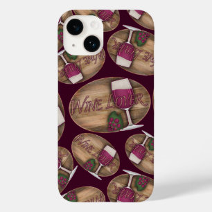 Wine Lover on Wood Oval Case-Mate iPhone 14 Case