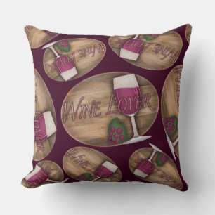 Wine Lover on Wood Oval Cushion