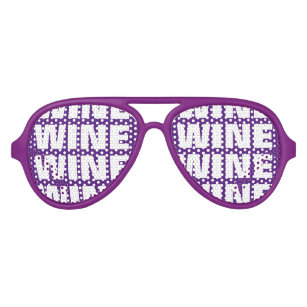 Wine lover party shades. Funny purple sunglasses