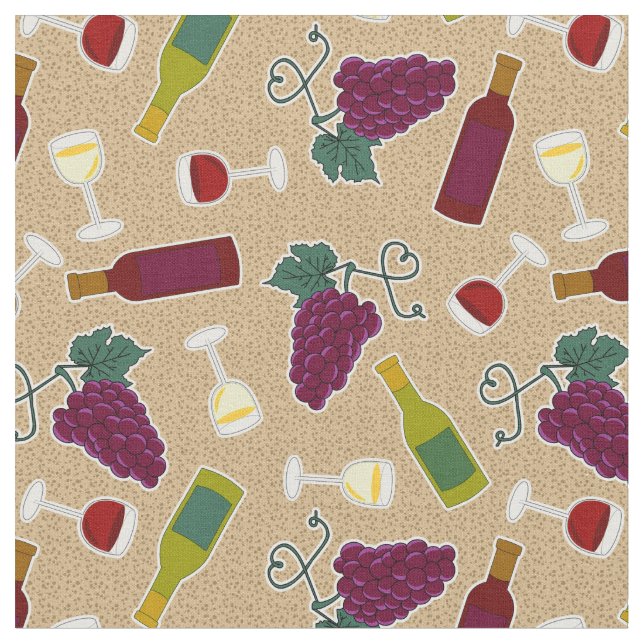 Wine Lover Pattern Fabric (Close Up)