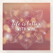 Wine Lover Pink Bokeh Mandala Art Typography Funny