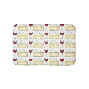 Wine Lover Red Wine Glass Brie Cheese Winery Bath Mat