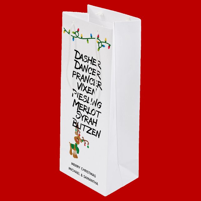 Wine Lover Reindeer Names Funny Christmas  Wine Gift Bag (Creator Uploaded)