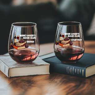 Wine Lover’s Book Club with Personalised Names Stemless Wine Glass
