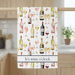 Wine Lover Wine o'clock Tea Towel