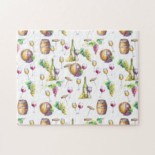 Wine Lover winery White Red Glasses Jigsaw Puzzle (Horizontal)
