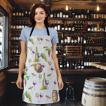 Wine Lover Winery White Red  Pattern Apron<br><div class="desc">This design may be personalised by choosing the customise option to add text or make other changes. If this product has the option to transfer the design to another item, please make sure to adjust the design to fit if needed. Contact me at colorflowcreations@gmail.com if you wish to have this...</div>