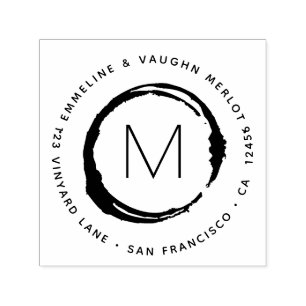 Wine Lover with Monogram Glass Circle Stain Self-inking Stamp