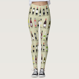 Wine Lovers Bottles with Names Patterned Leggings