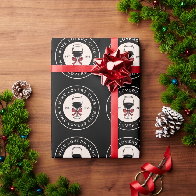 Wine lovers club black wrapping paper (Holiday Gift)