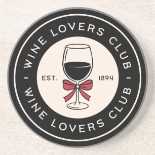 Wine lovers club fancy black aesthetic coaster