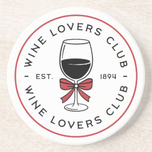 Wine lovers club red preppy coquette funny coaster