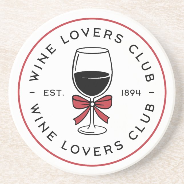 Wine lovers club red preppy coquette funny coaster (Front)
