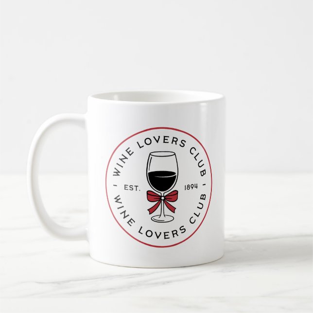 Wine lovers club red preppy coquette funny coffee mug (Left)