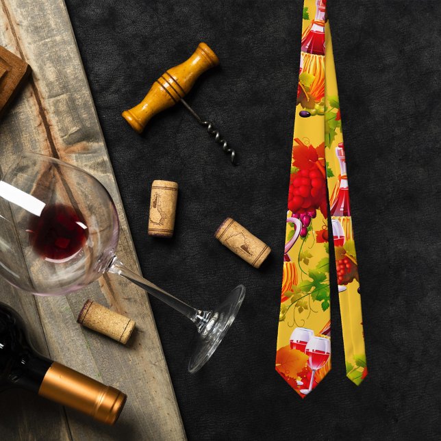 Wine Lovers Grapes Pattern Design Tie (Creator Uploaded)