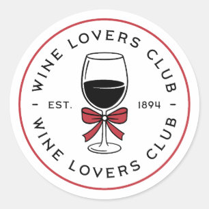 Wine lovers red preppy coquette bow aesthetic classic round sticker