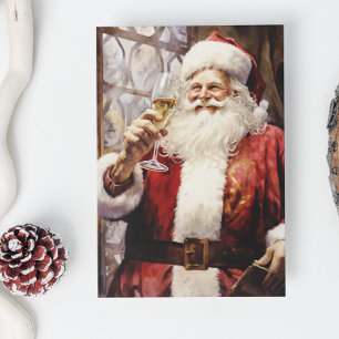 Wine Loving Santa Claus Holiday Card