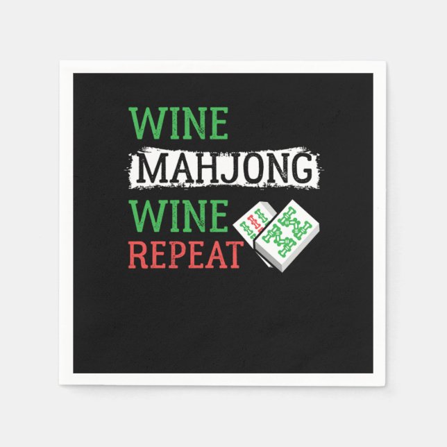 Wine Mahjong Wine Repeat Tile Based Chinese Game G Napkin (Front)