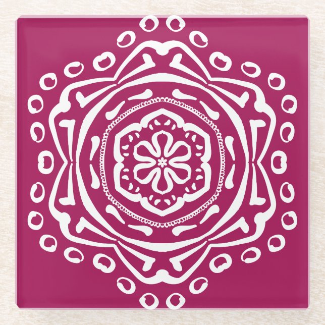 Wine Mandala Glass Coaster (Front)