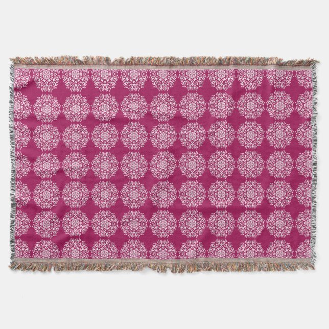 Wine Mandala Throw Blanket (Front)