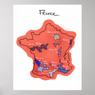 Wine map of France Poster